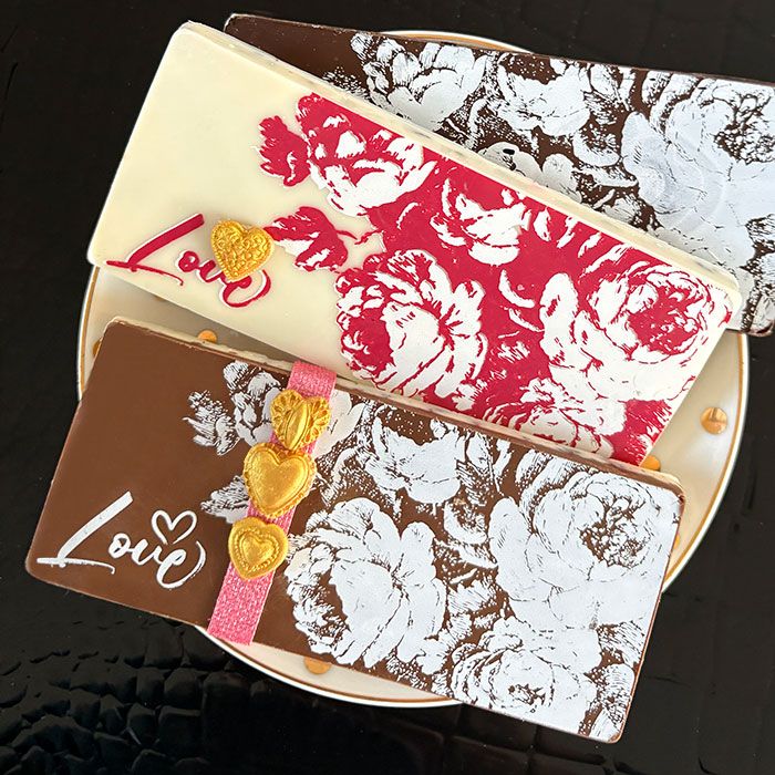 Chocolate Transfer Sheet Rose Bars