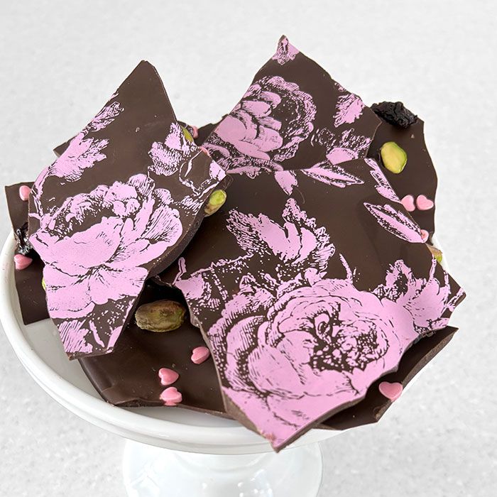 Chocolate Transfer Sheet Rose Damask Pink