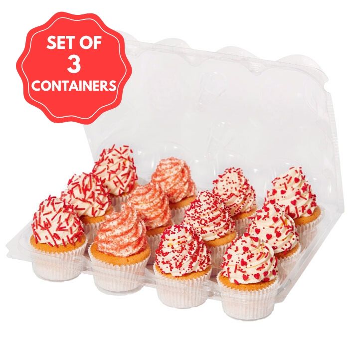 Cupcake Container Holds 12 Set of 3