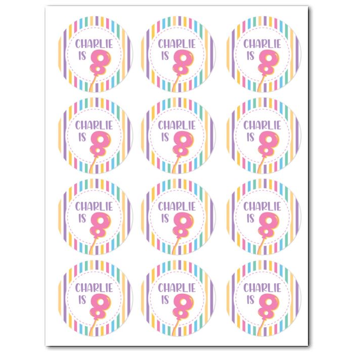 Customizable Icing Sheets Pastel Birthday Balloon Cookie/Cupcake