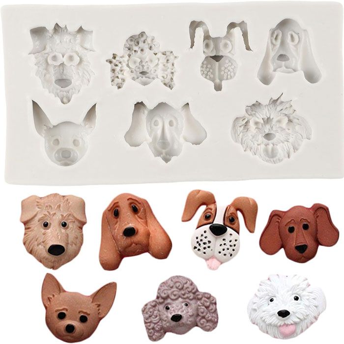 Cute Doggy Faces Silicone Mold