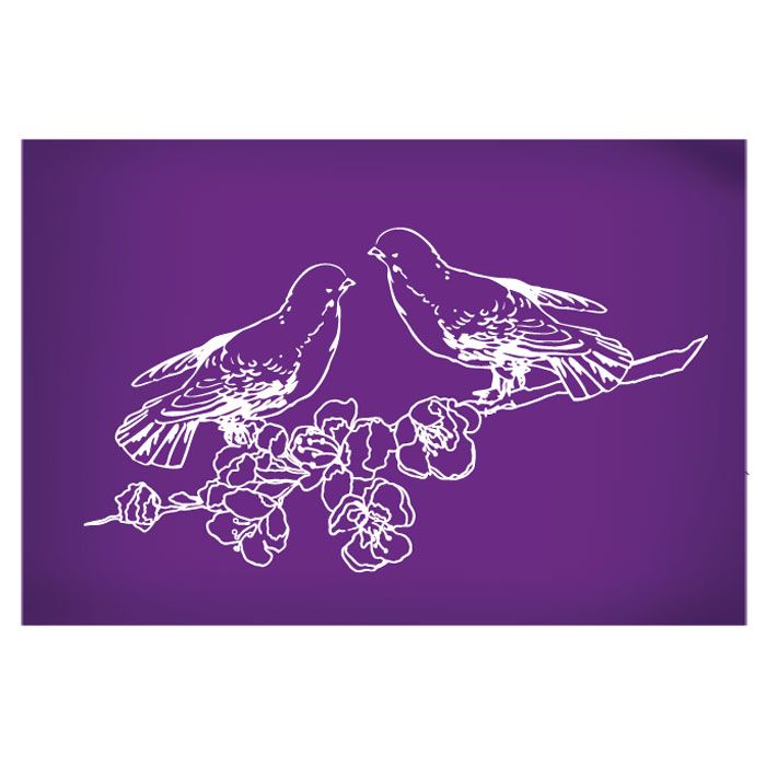 Doves on Flowering Branches Outline Mesh Stencil