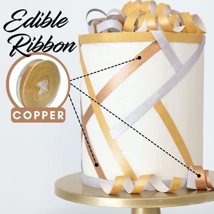 Edible Ribbon Metallic Copper Narrow (SKU MC-103)