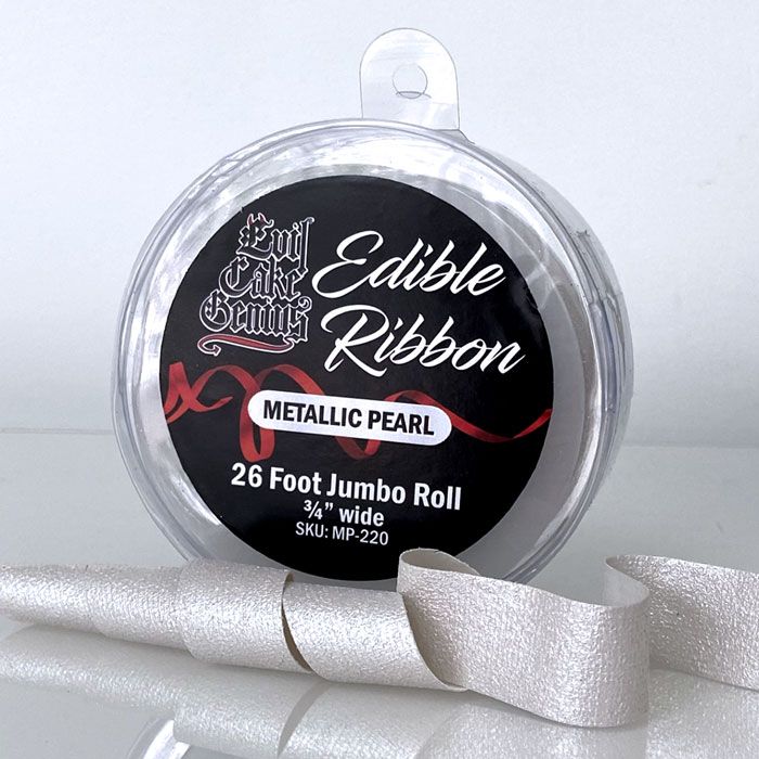 Edible Ribbon Metallic Pearl Wide