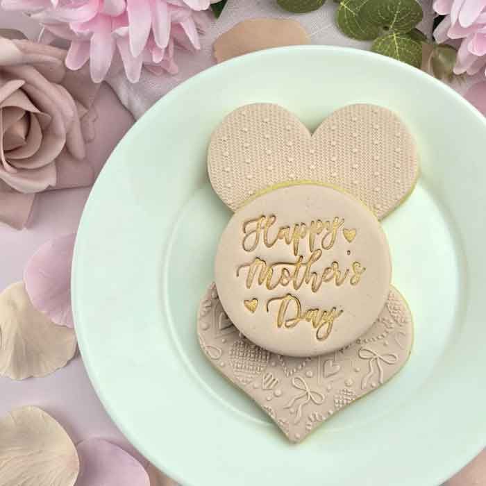 Cookie Embosser Happy Mother's Day Hearts