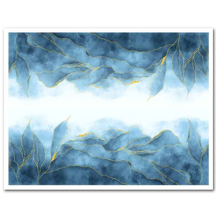 Icing Sheet Gilded Blue Watercolor