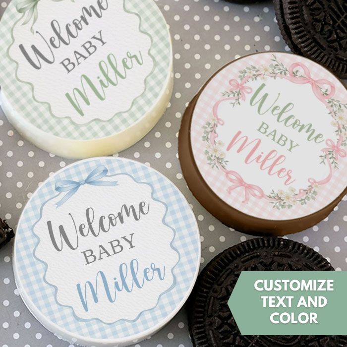 Customizable Icing Sheets Gingham Baby Shower Cookie/Cupcake