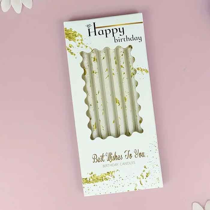 Tall Gold-Flecked Candles Soft White