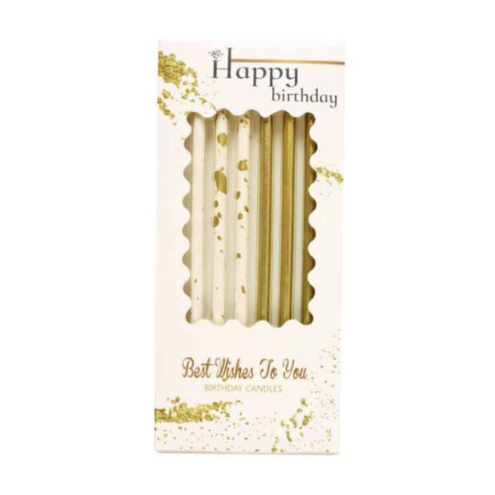 Tall Gold-Flecked Candles Golden Birthday Mix