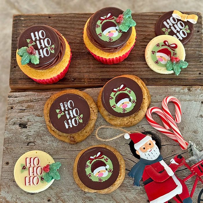 Chocolate Transfer Sheet Ho Ho Ho Round Chablon