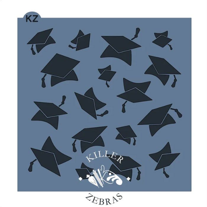 Graduation Caps Stencil by Killer Zebras