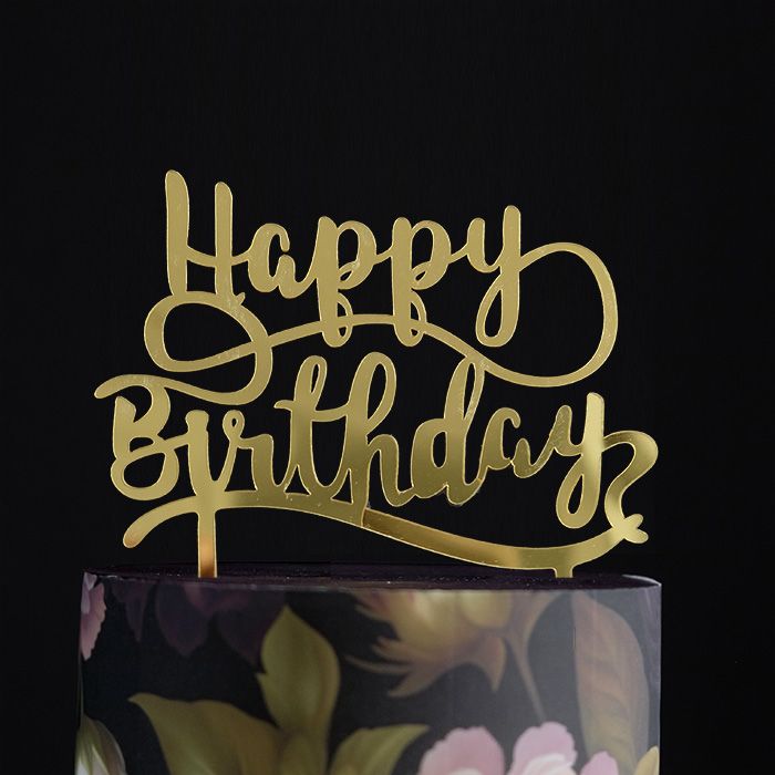 Acrylic Mirrored Birthday Topper Gold