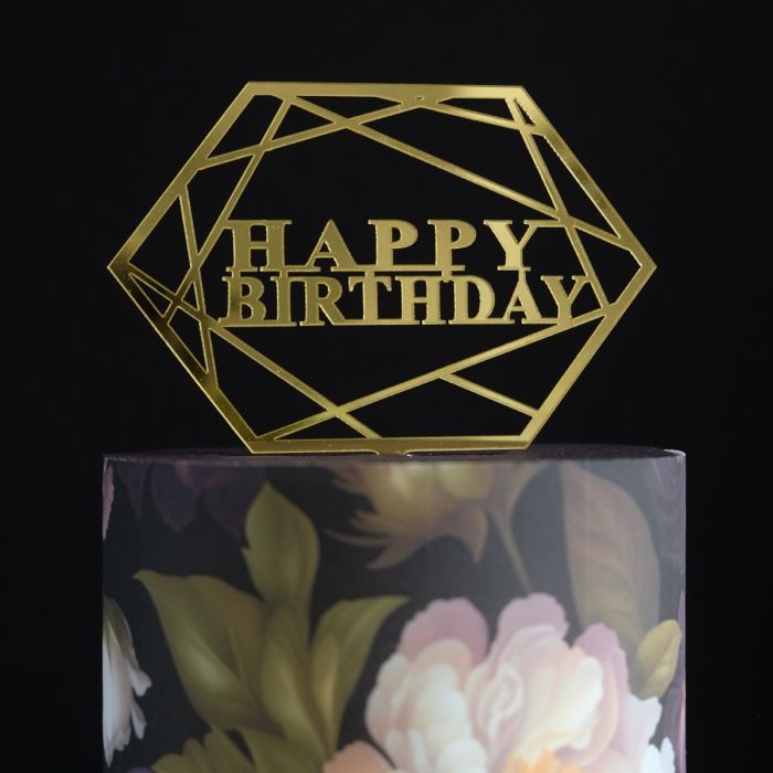 Acrylic Mirrored Birthday Topper Geometric Gold