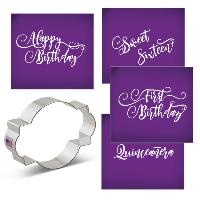 Birthday Message Plaque Mesh Stencil Set Birthday