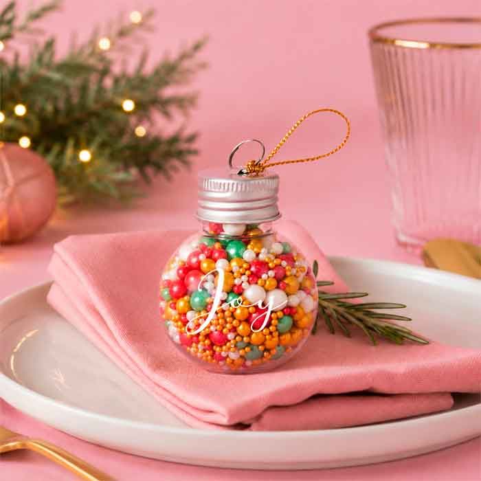 Mini Ornament Sprinkle Jar Yuletide Mix