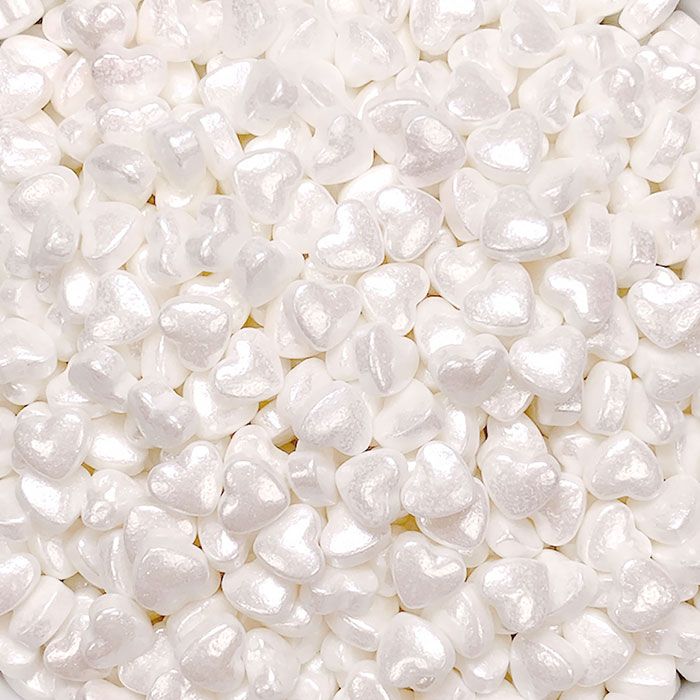 Pearlized Mini Heart Sprinkles White