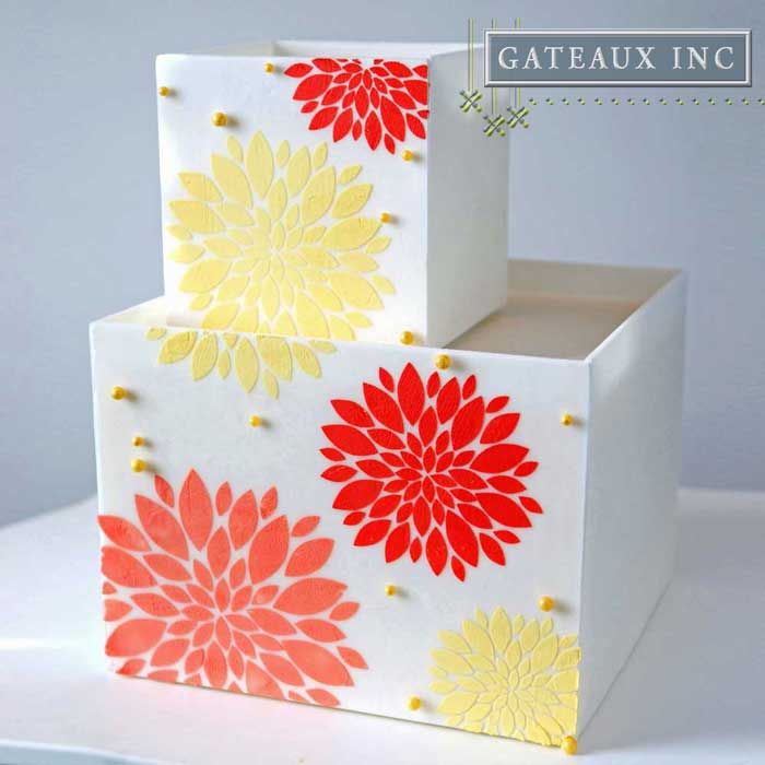 Modern Dahlia Cake Stencil