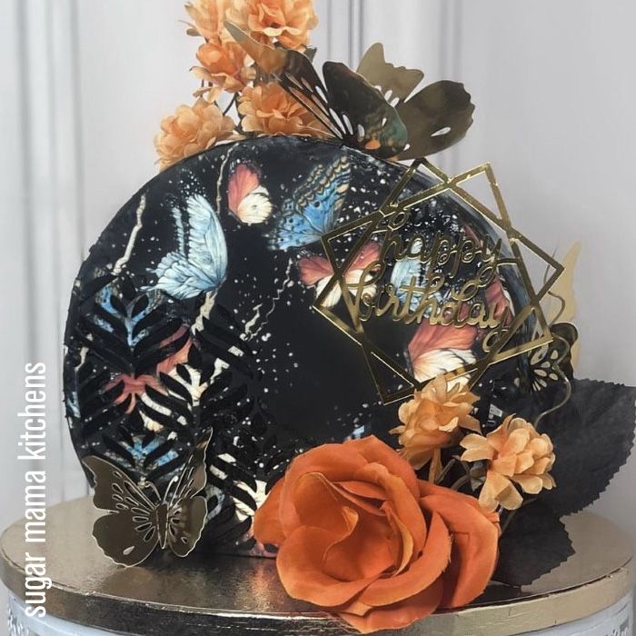 Icing Sheet Onyx Butterflies Round