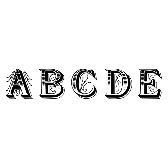 Ornate Alphabet A-E