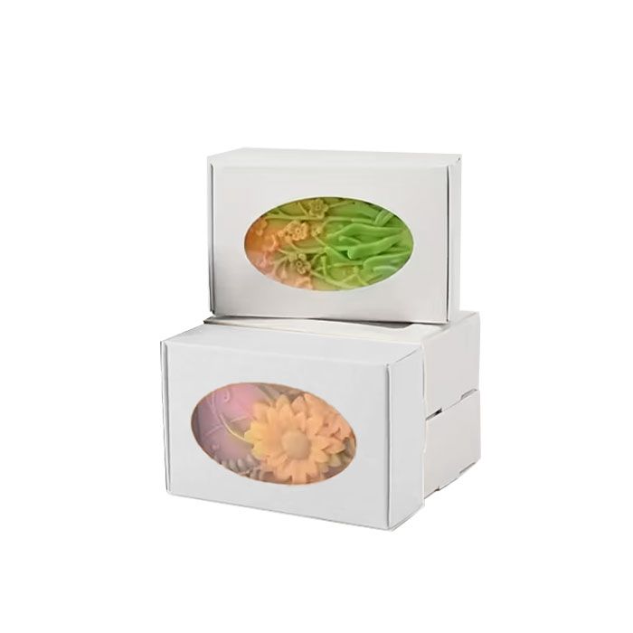 Oval Window Cookie Boxes White (Set of 10)