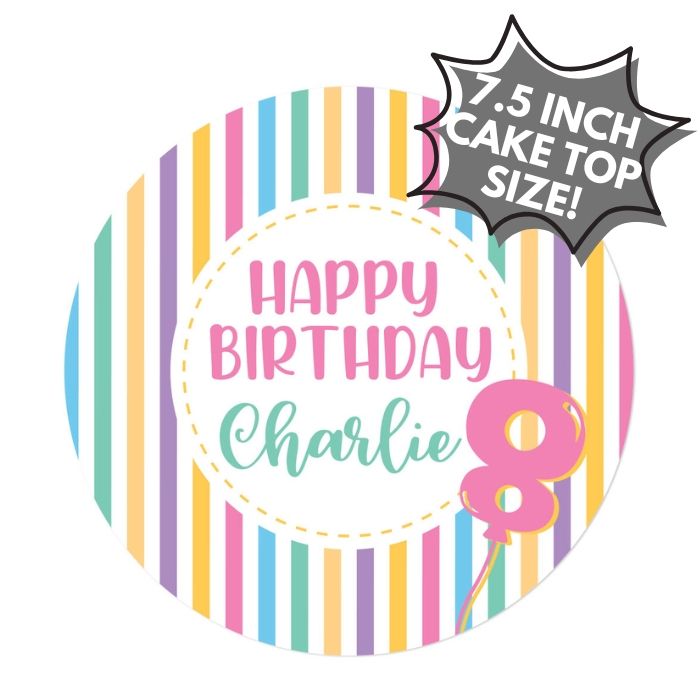 Customizable Icing Sheet Pastel Birthday Balloon CAKE SIZE