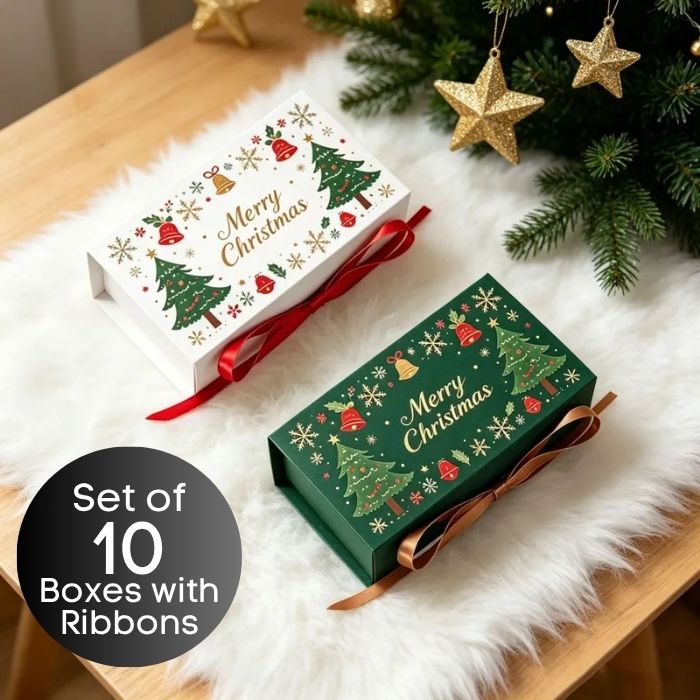 Merry Christmas Boxes With Ribbons