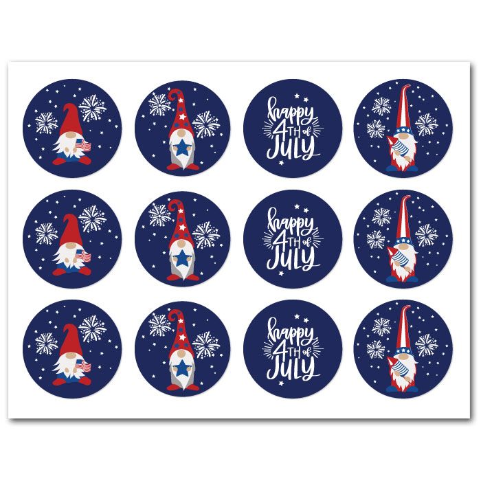 Icing Sheets 4th of July Gnomes Cookie/Cupcake