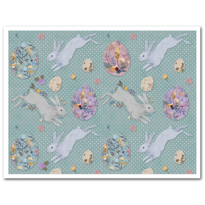 Icing Sheet Boho Bunnies & Eggs Teal