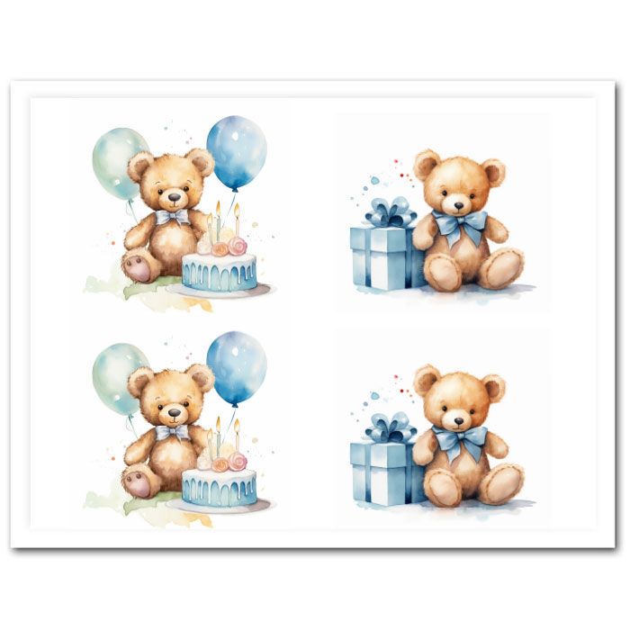 Icing Sheet Boy Teddy Bear Cake Wrap