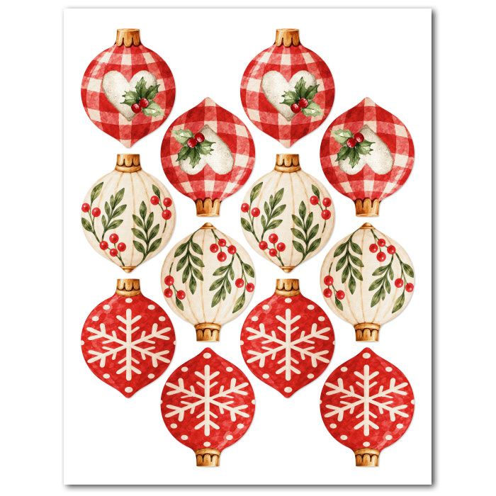 Icing Sheets Country Christmas Finial Ornaments