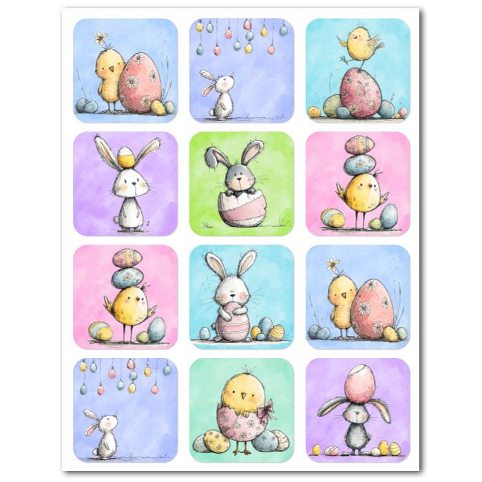 Icing Sheets Easter Friends Squares