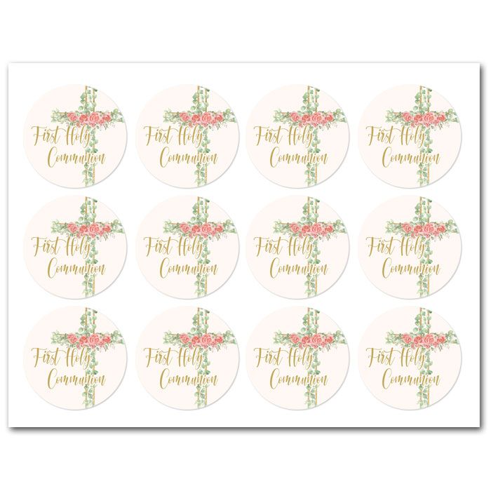 Icing Sheets First Communion Pink Cookie