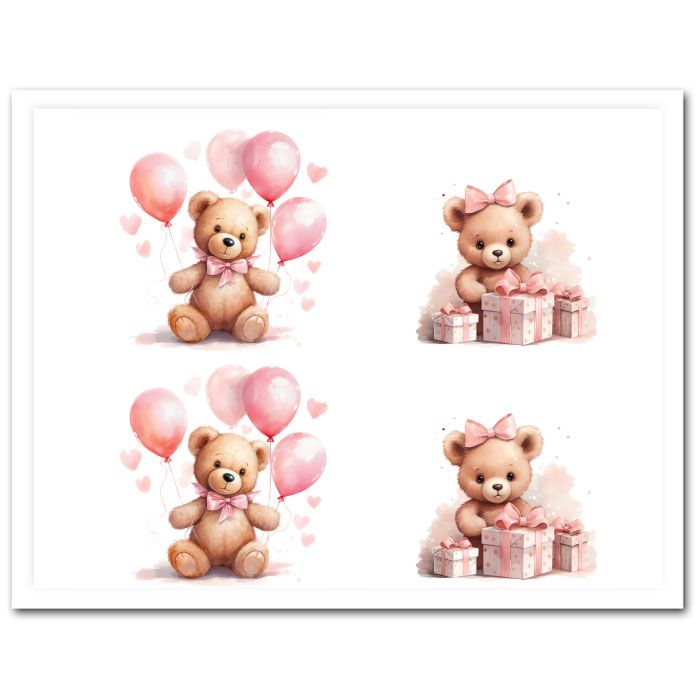 Icing Sheet Girl Teddy Bear Cake Wrap