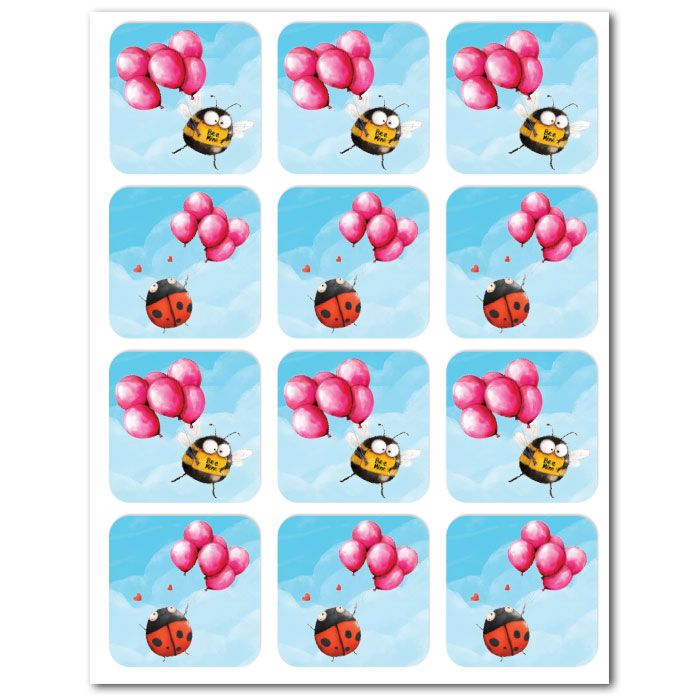 Icing Sheets Love Bugs Squares