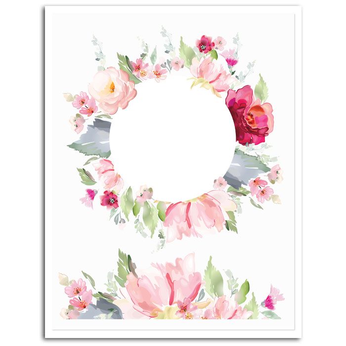 Icing Sheet Pink Watercolor Wreath & Border