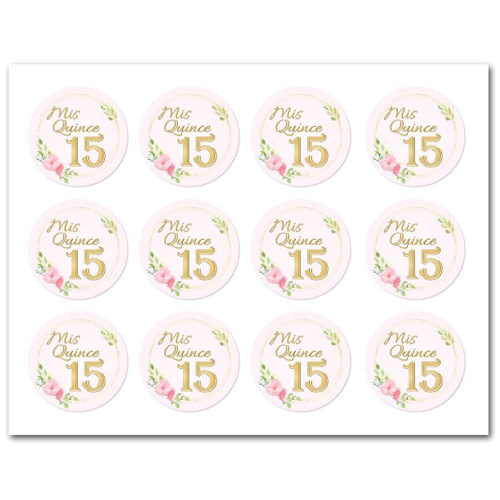 Icing Sheets Quinceneara Pink Floral Cookie