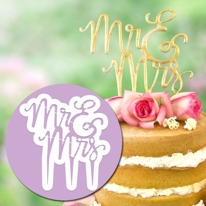 Cake Topper Cutter Mr & Mrs Script