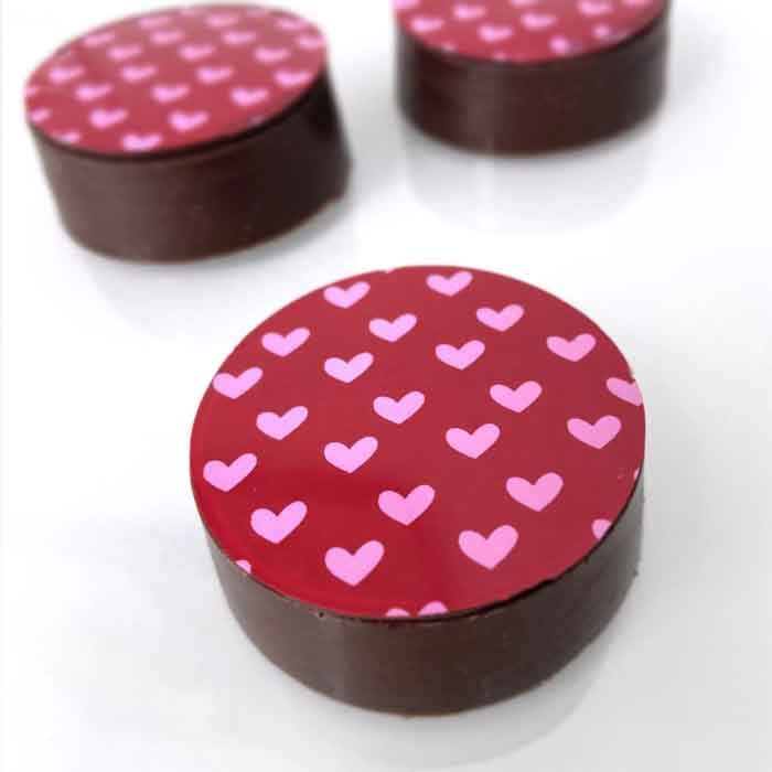 Chocolate Transfer Sheet Hearts Red and Pink