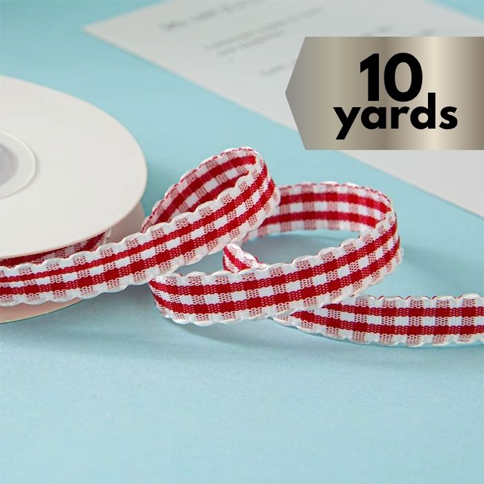 Ribbon Scallop Edge Red Gingham