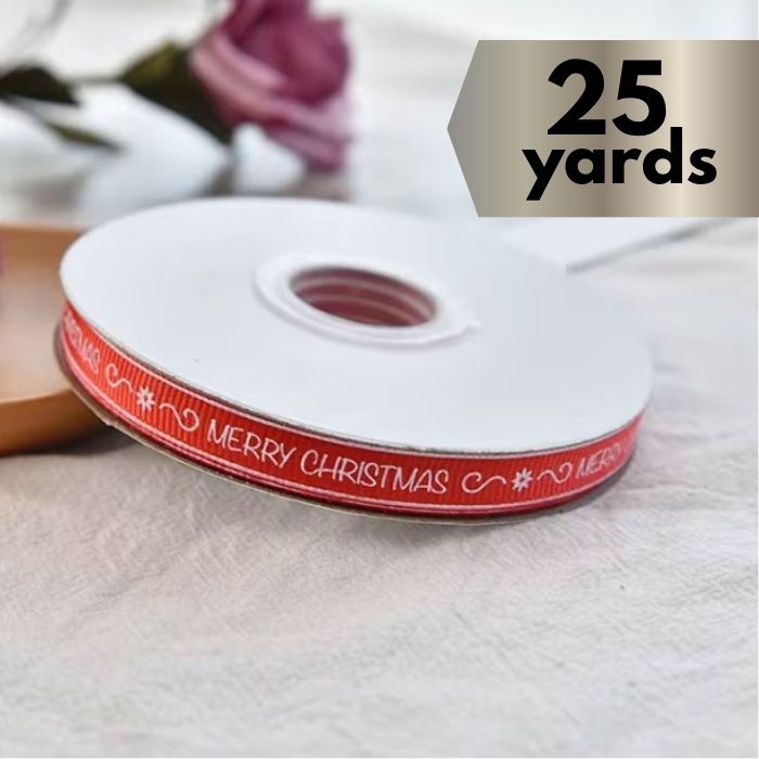 Ribbon Grosgrain Merry Christmas Red