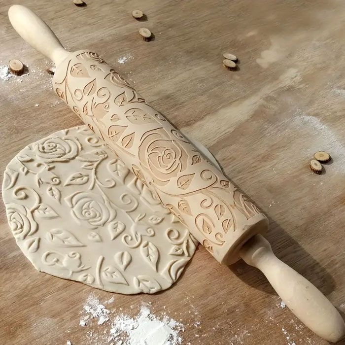 Rolling Pin Patterned Rose Vine