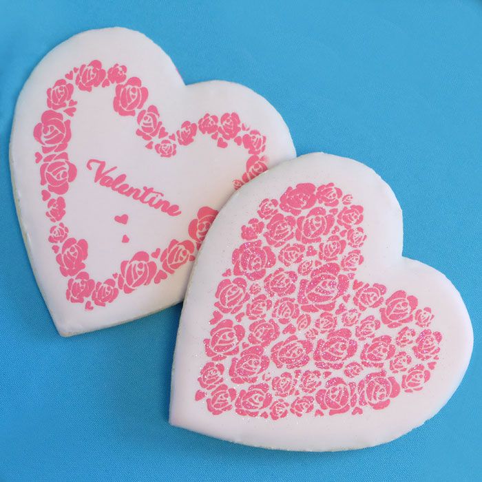 Rose Heart Cookie Mesh Stencil Set