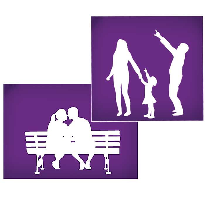 Silhouette Couple Family with Daughter Mesh Stencil Set