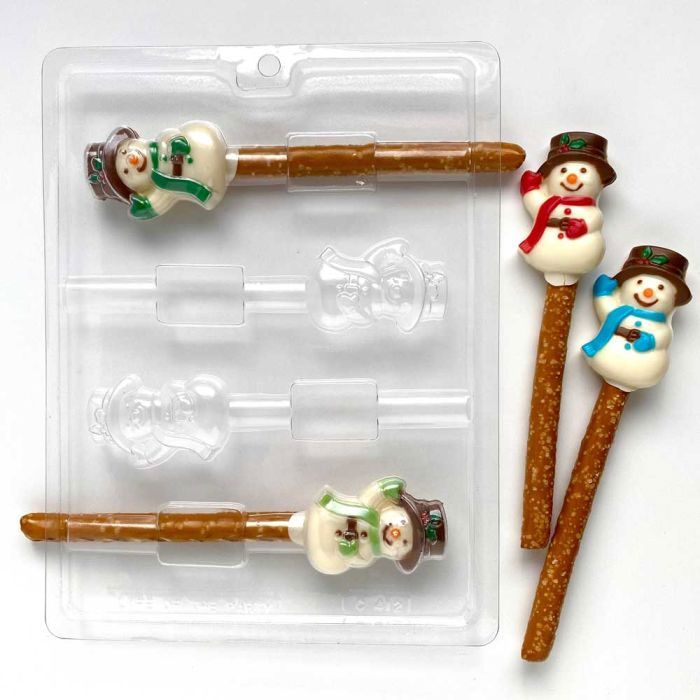 Chocolate Mold Snowman Pretzel Topper