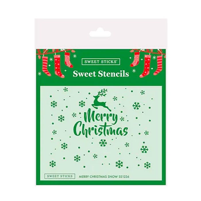 Merry Christmas Snow Stencil by Sweet Sticks