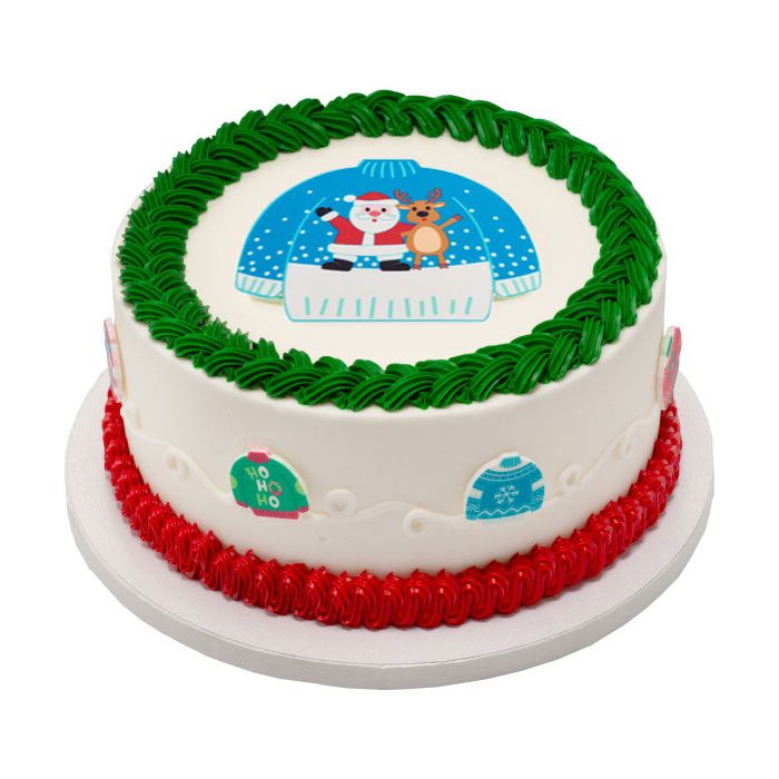 Edible Cake Topper Tile Christmas Sweater Snowy