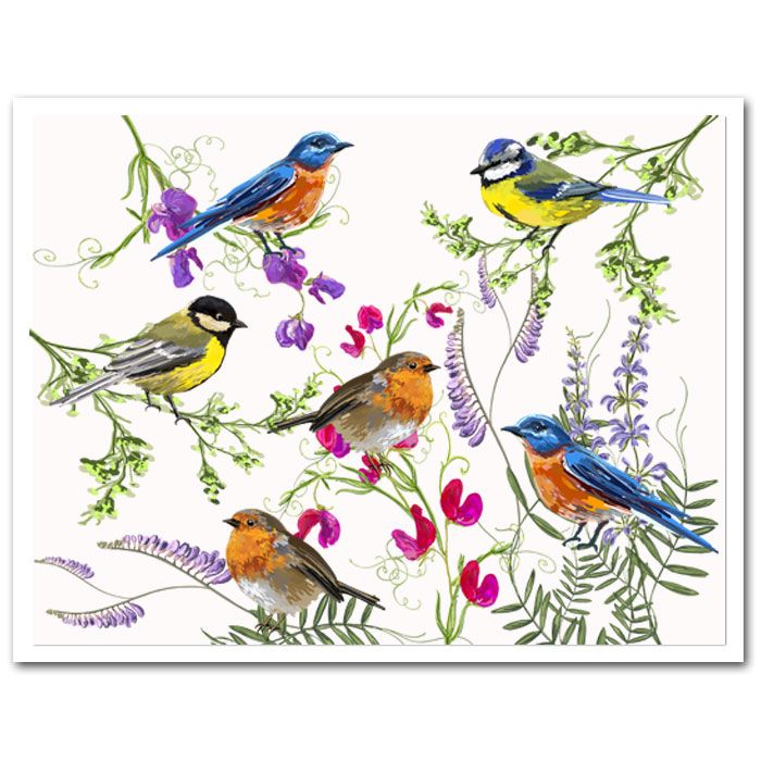 Icing Sheet Watercolor Birds Arrangement