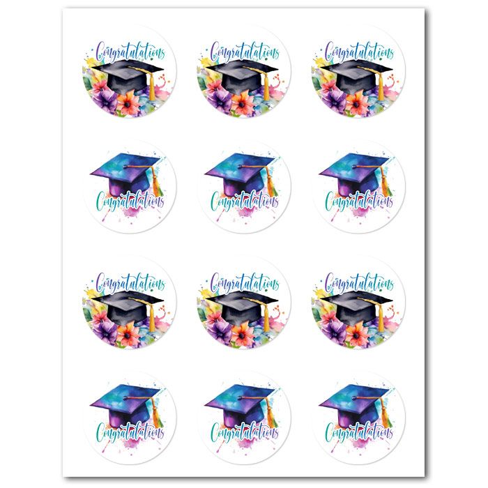 Icing Sheets Watercolor Graduation Cookie