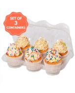 Cupcake Container Holds 6 Set of 3