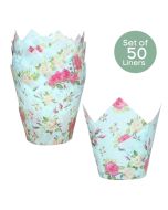 Boho Blue Roses Cupcake Liners